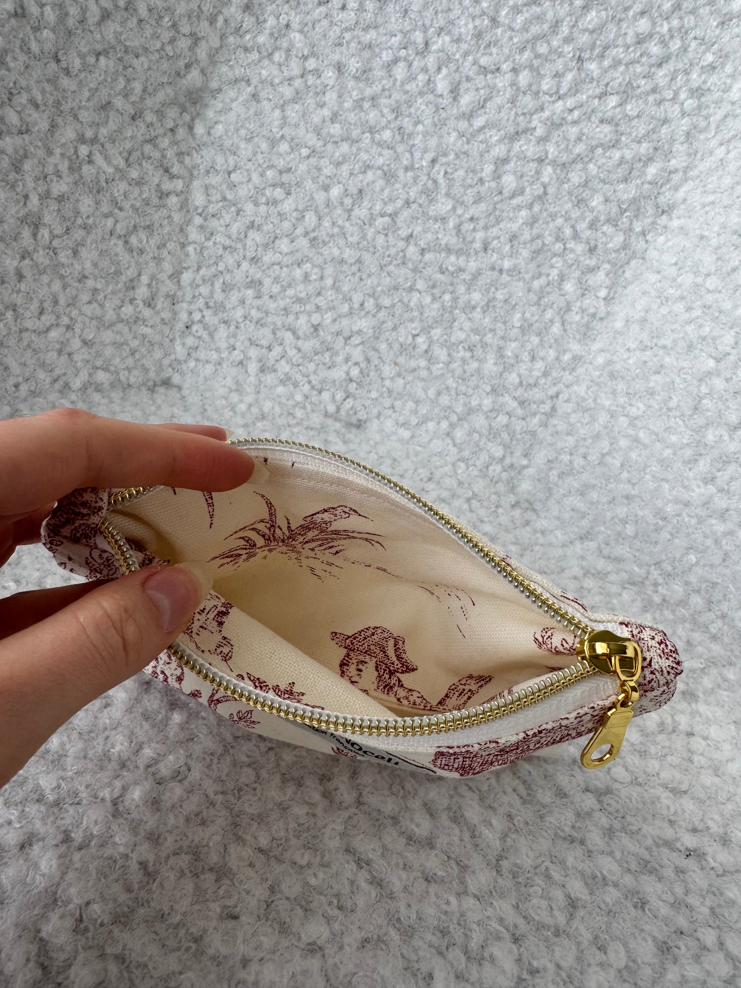 Porte monnaie / Porte cartes motifs toile de jouy rouge