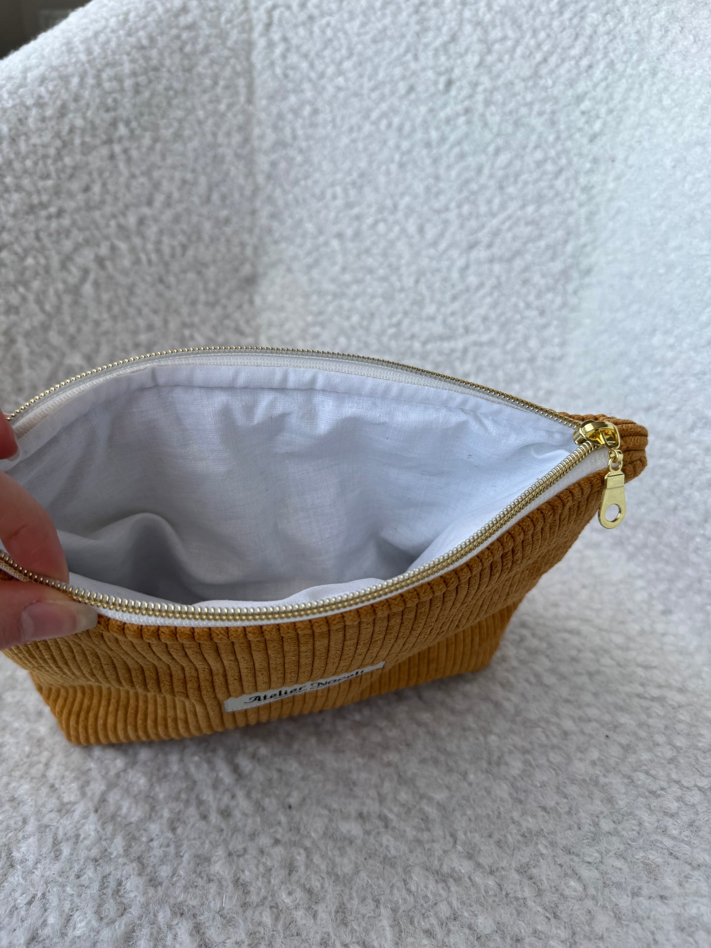 Trousse de toilette LIVIA velours jaune ocre