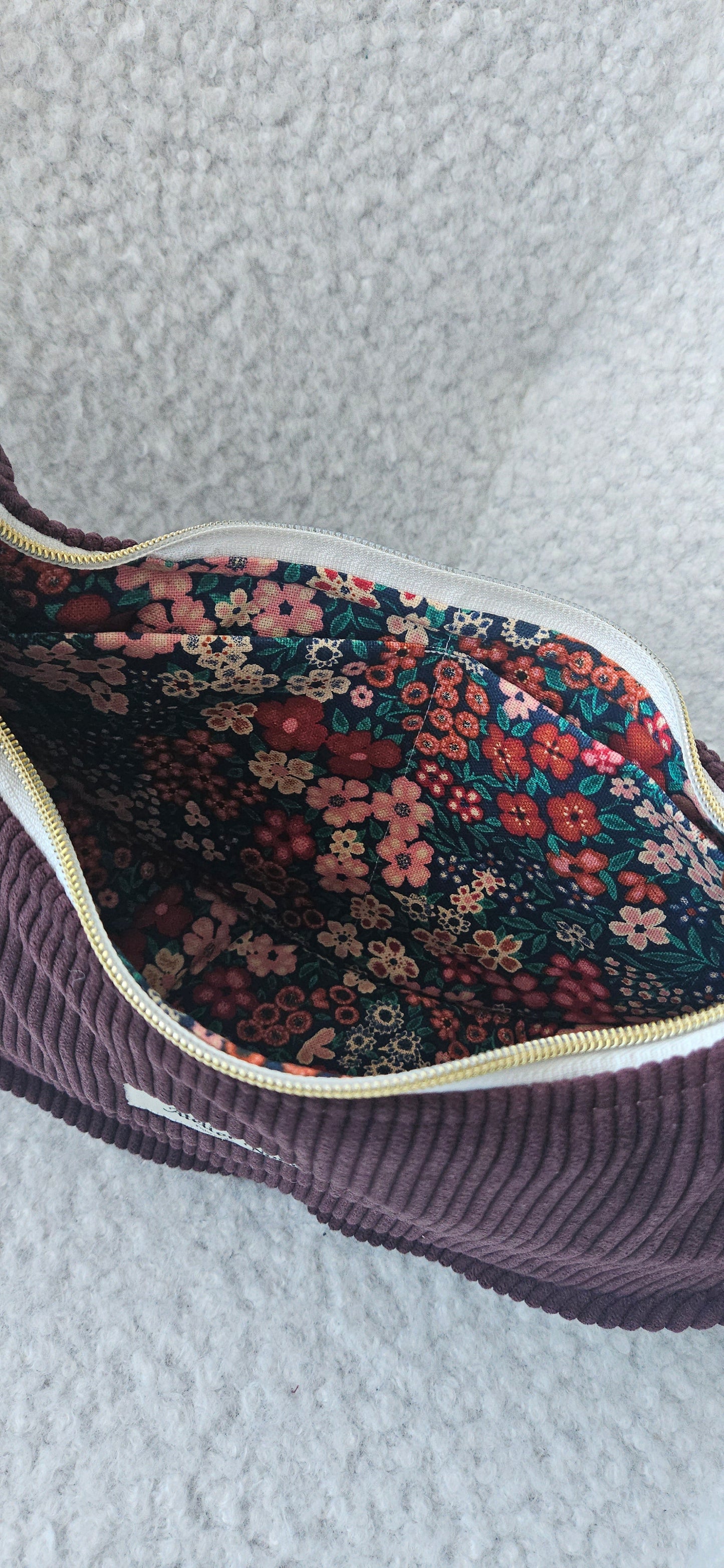 sac a main velours cotelé fait main en france couleur prune