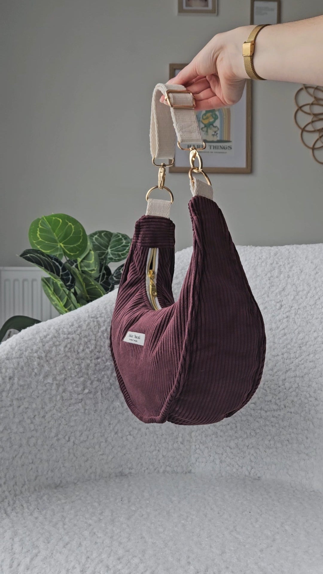 sac a main velours cotelé fait main en france couleur prune