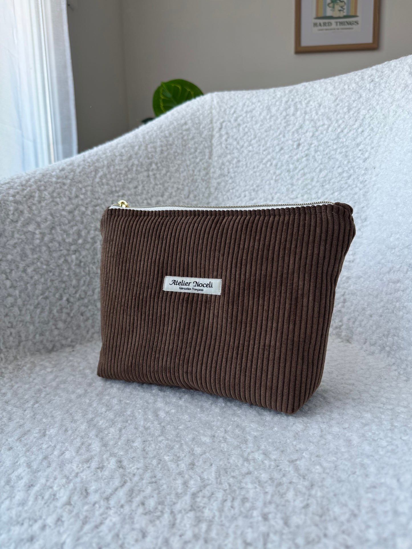Trousse de toilette LIVIA velours marron