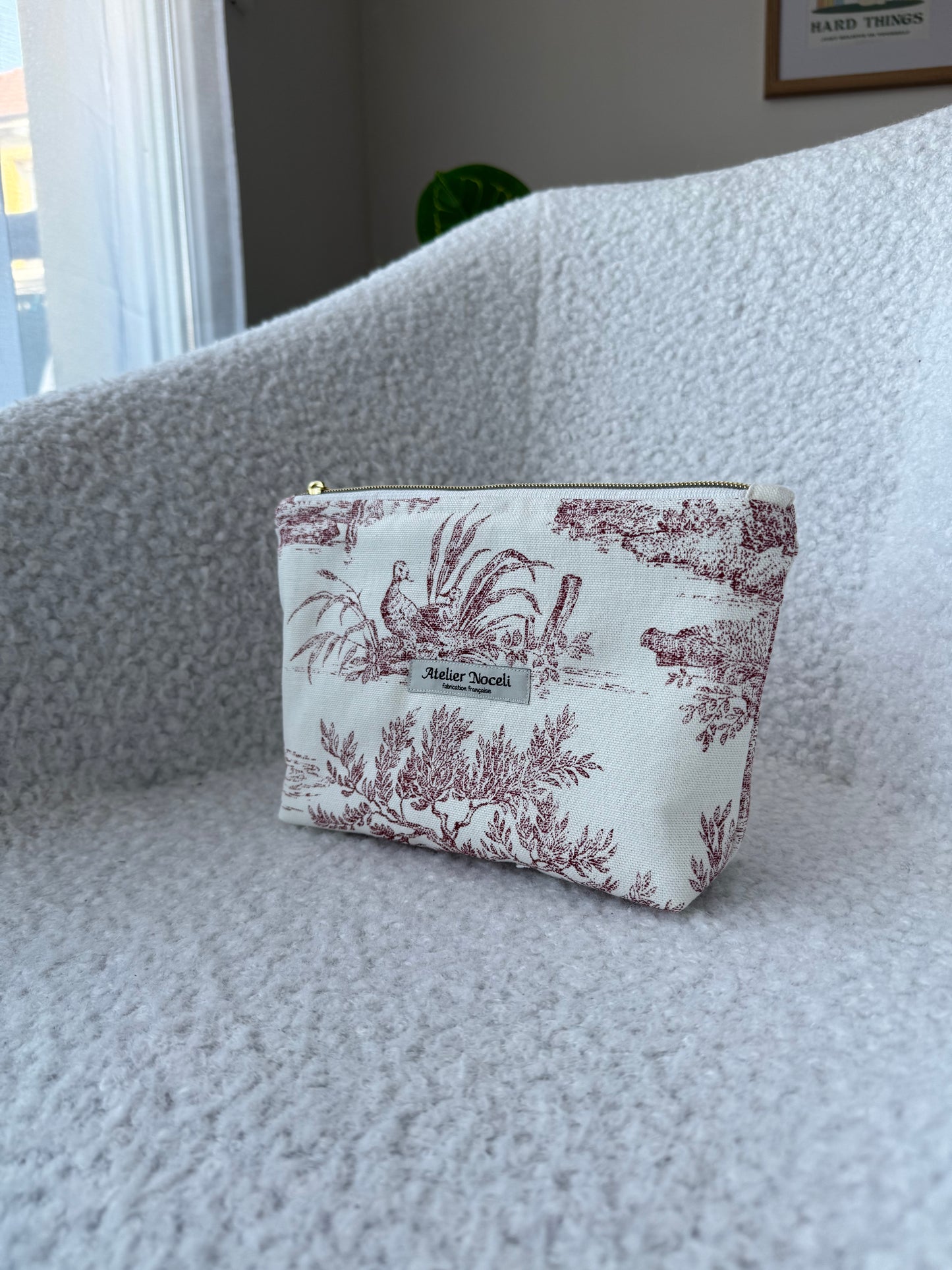 Trousse de toilette LIVIA toile de jouy rouge