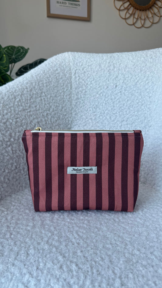 Trousse de toilette LIVIA rayée rose et violet
