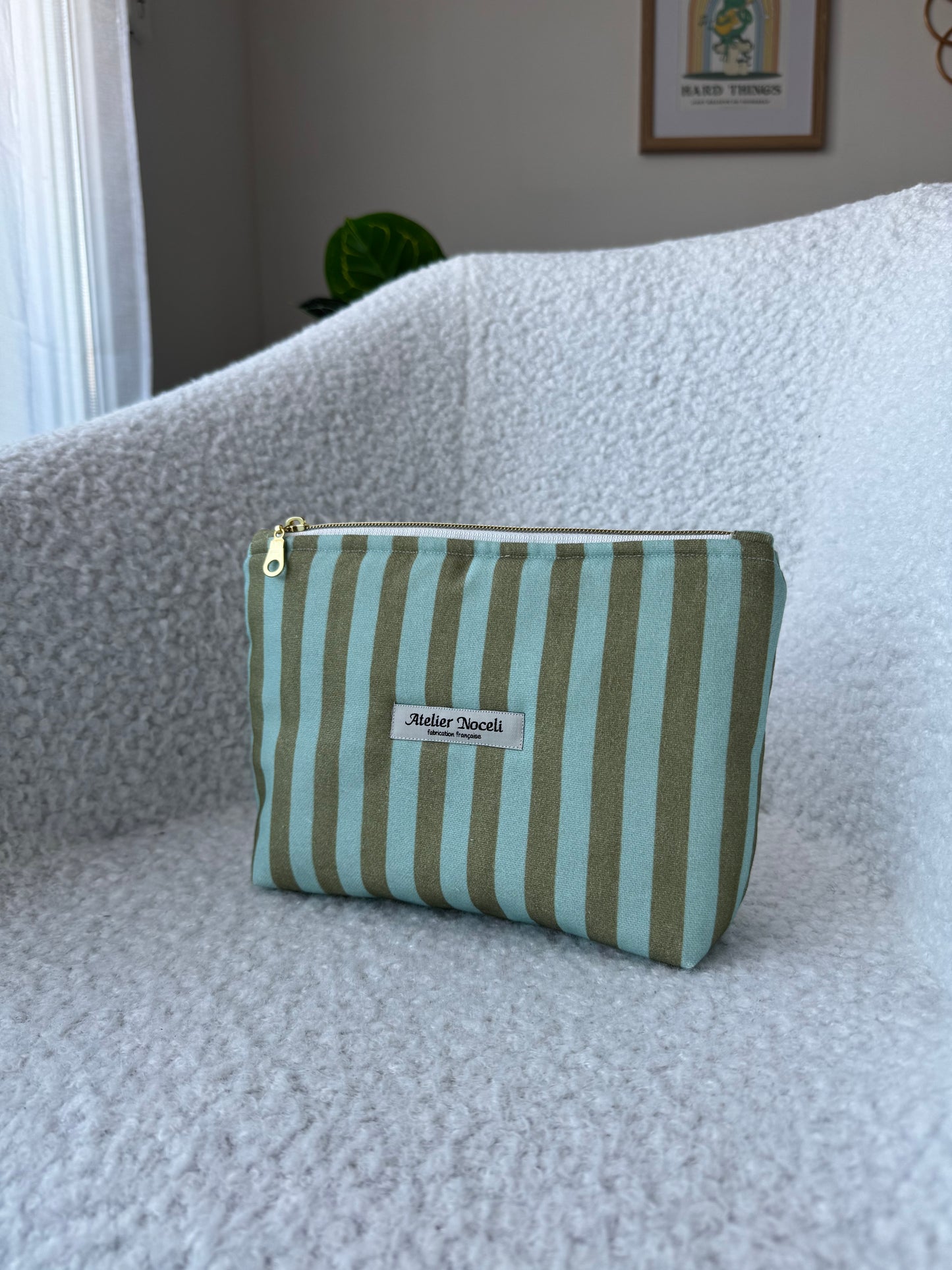 Trousse de toilette LIVIA rayé bleu vert