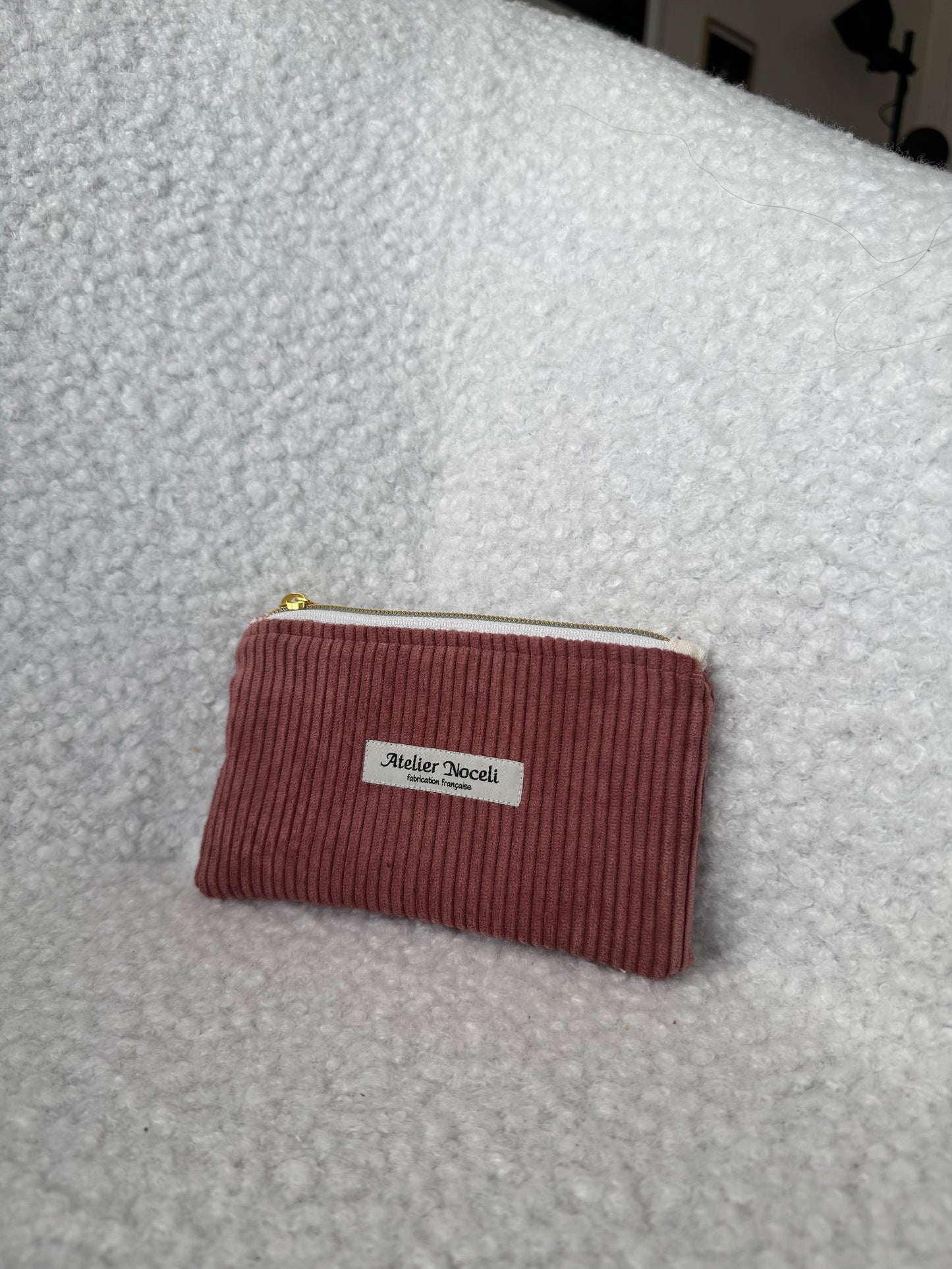 Porte monnaie / Porte cartes en velours cotelé rose