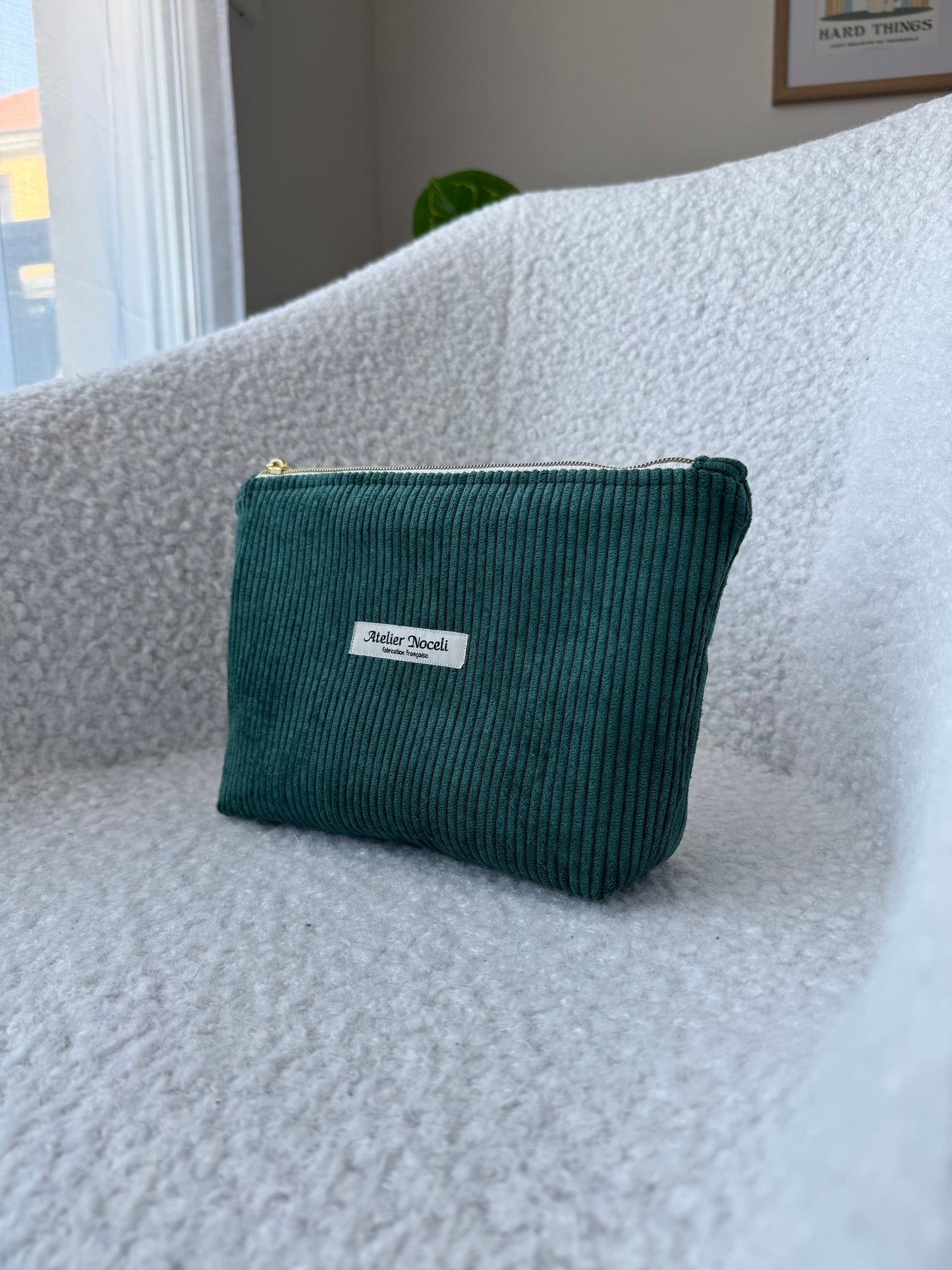 Trousse de toilette LIVIA velours vert sapin