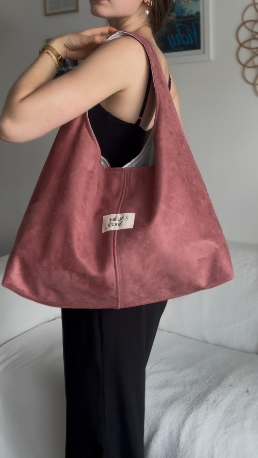 Sac cabas SUZANNE suédine rose