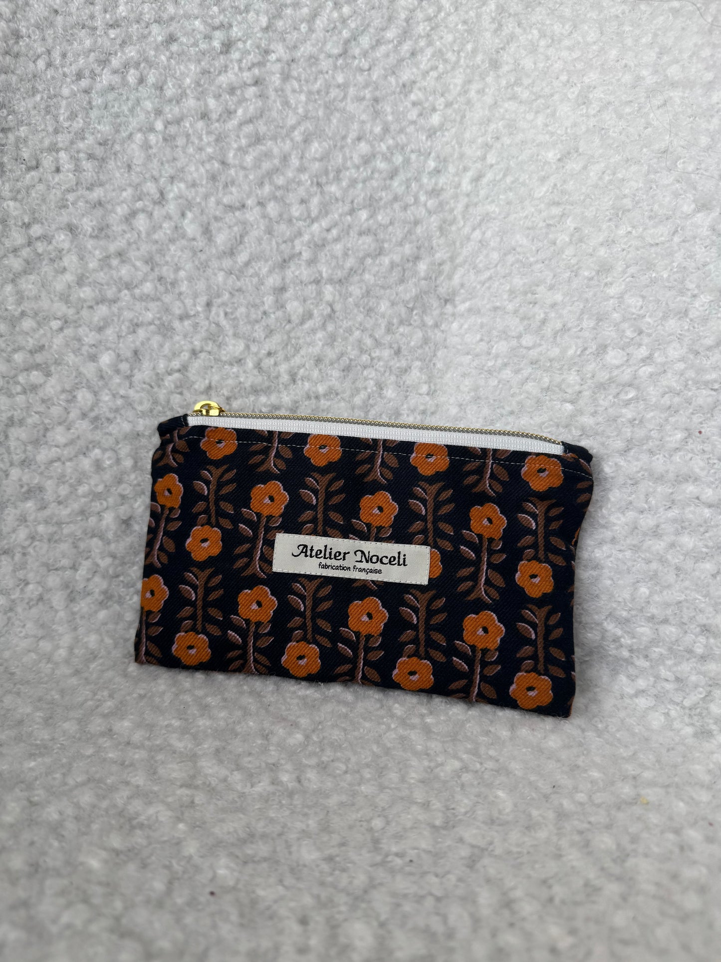 Porte monnaie / porte cartes motif fleuri foncé