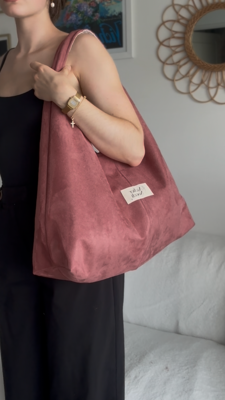 Sac cabas SUZANNE suédine rose