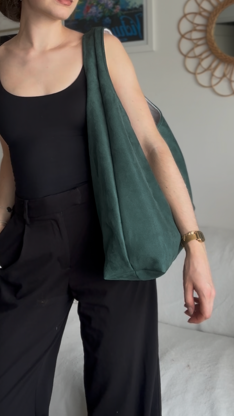 Sac cabas SUZANNE suédine vert sapin