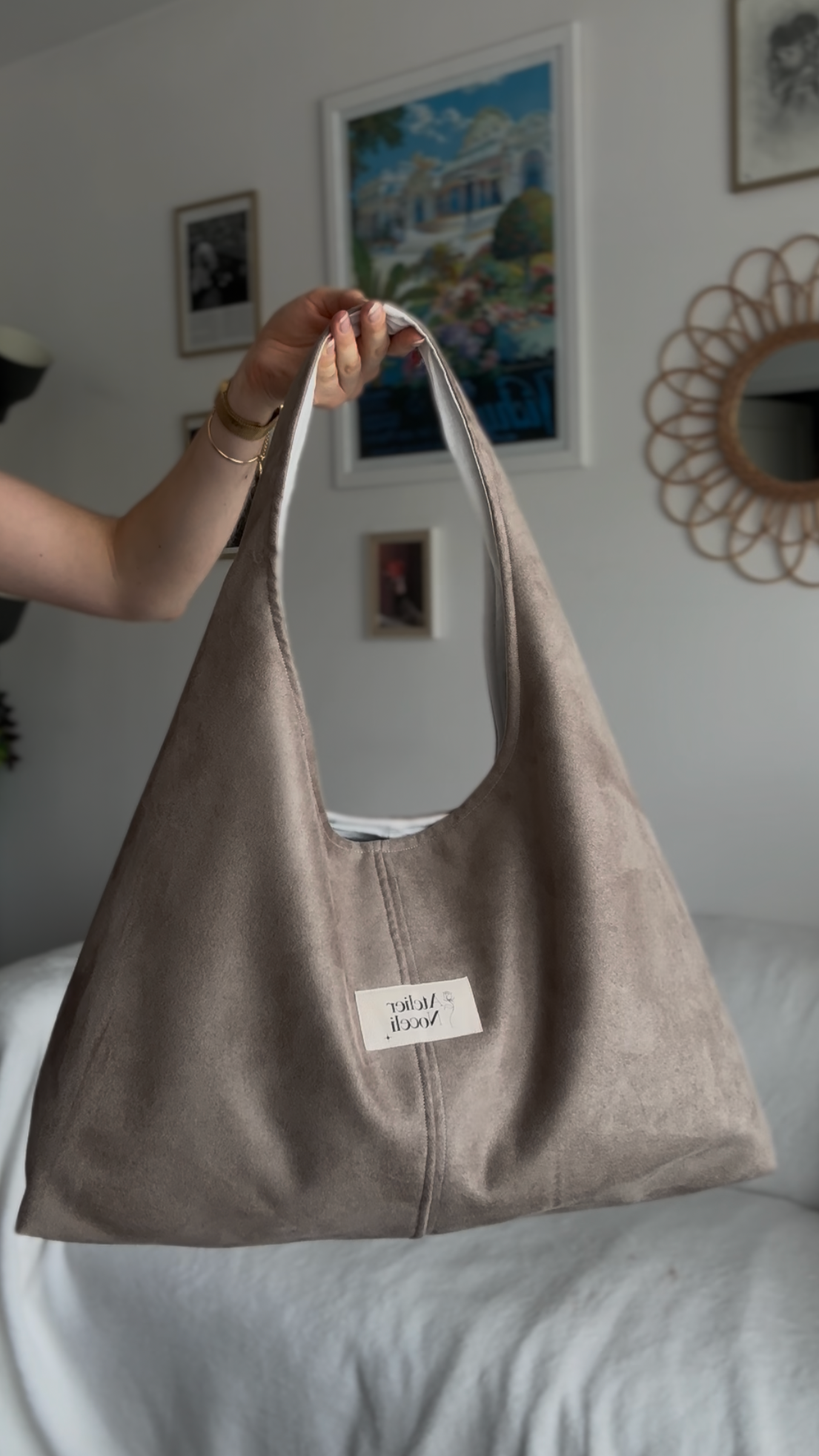 Sac cabas SUZANNE suédine taupe