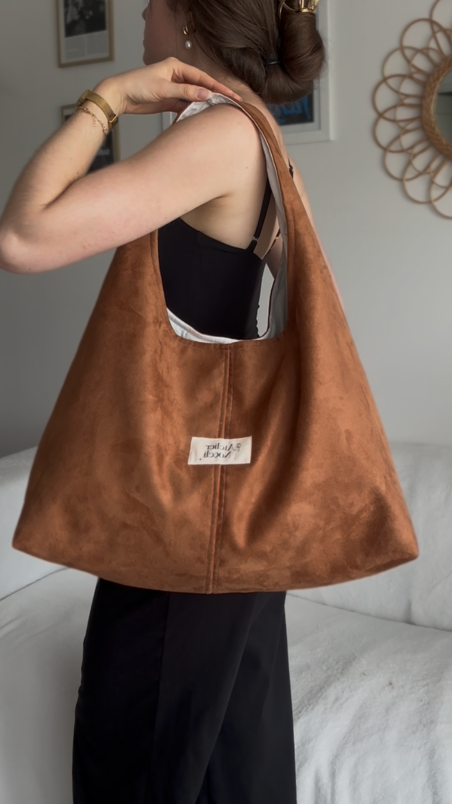 Sac cabas SUZANNE suédine camel