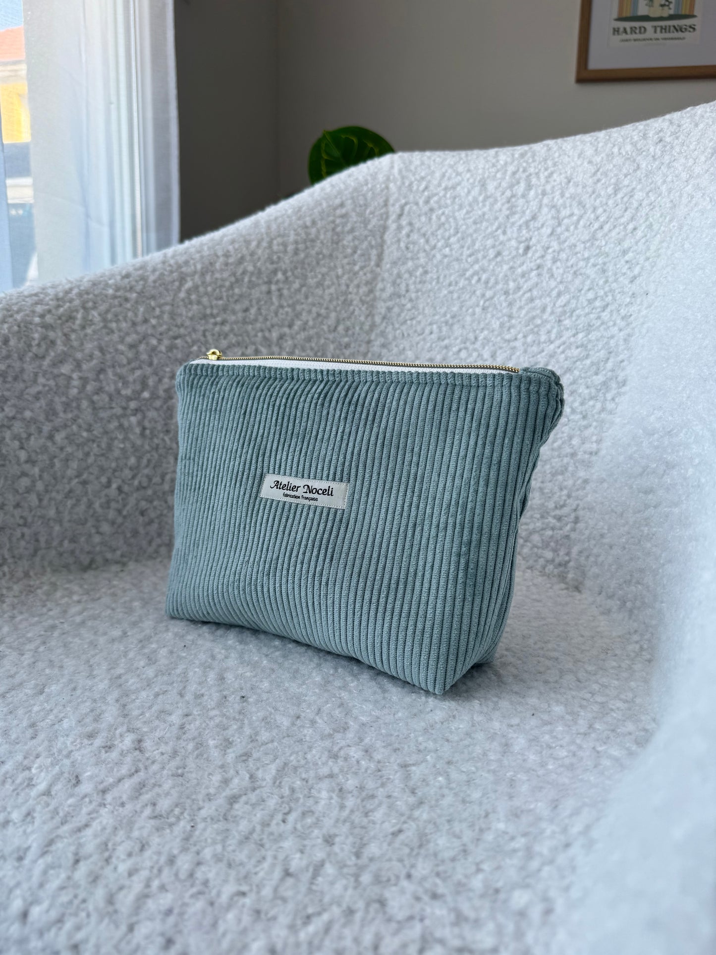 Trousse de toilette LIVIA velours bleu ciel