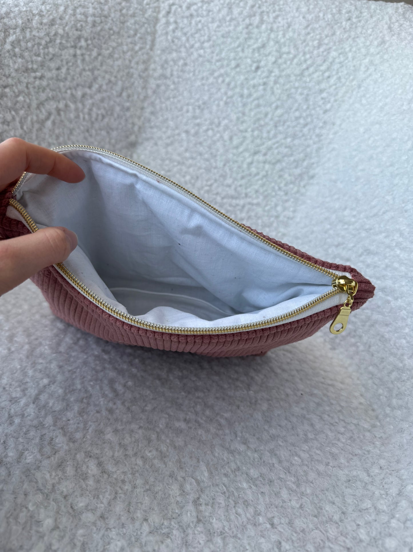 Trousse de toilette LIVIA velours rose poudré