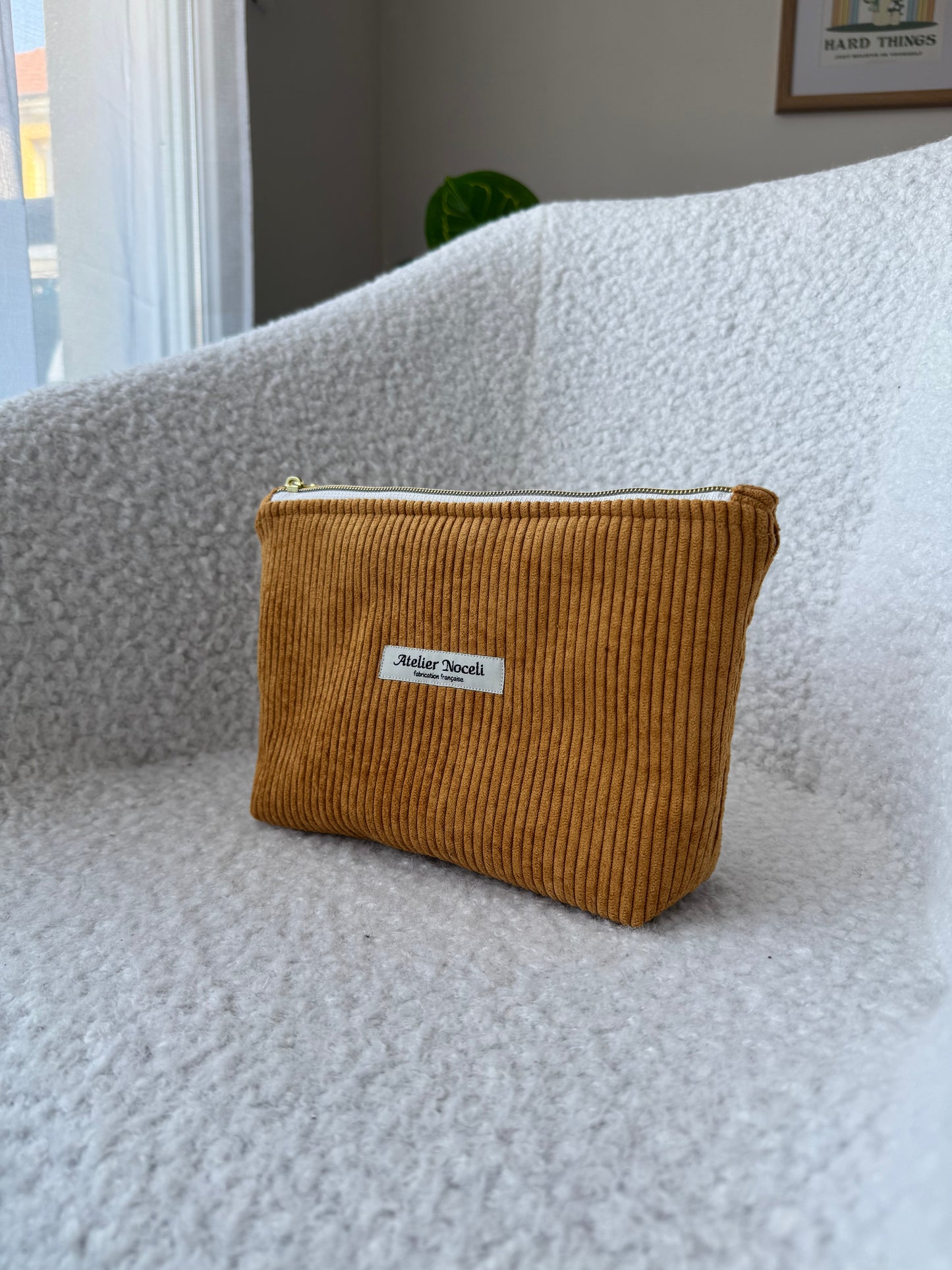 Trousse de toilette LIVIA  velours jaune ocre