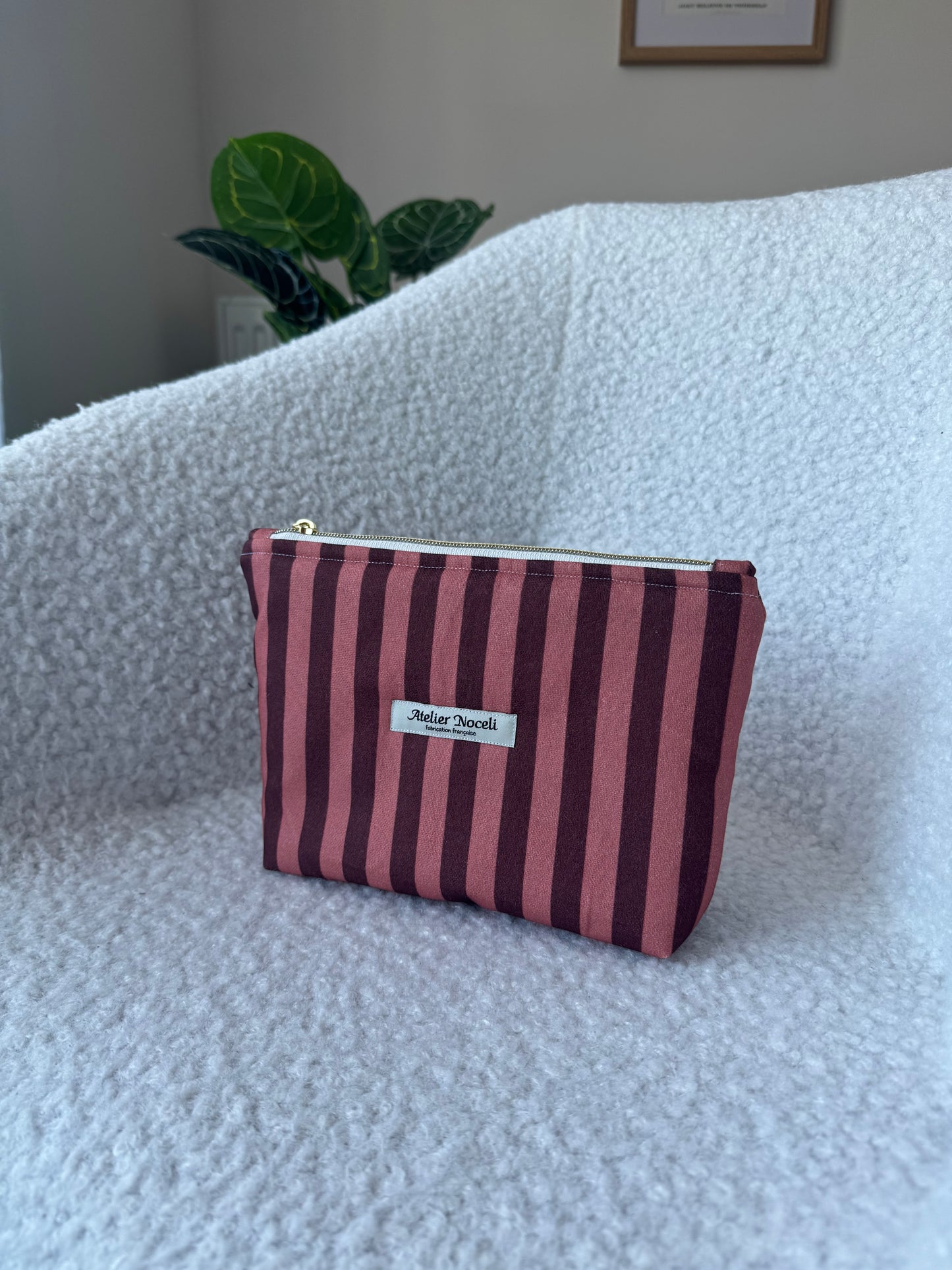 Trousse de toilette LIVIA rayée rose et violet