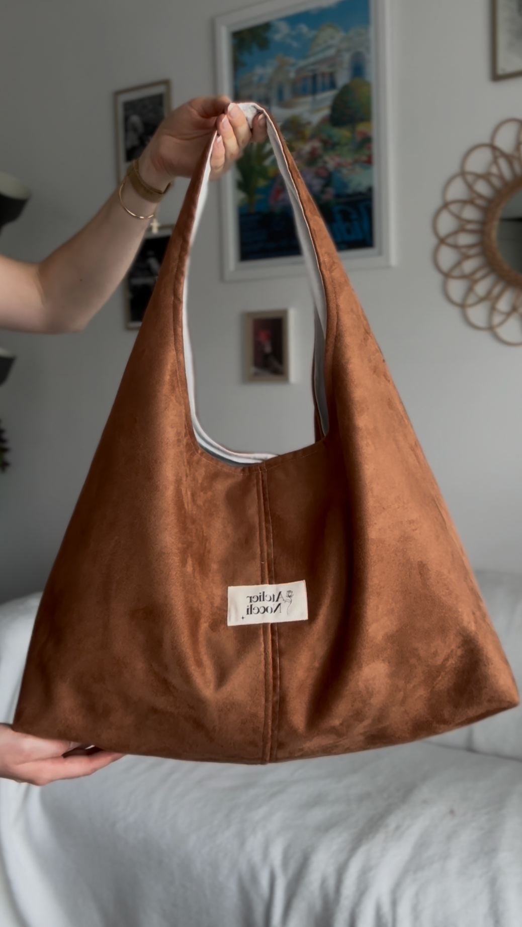 Sac cabas SUZANNE suédine camel