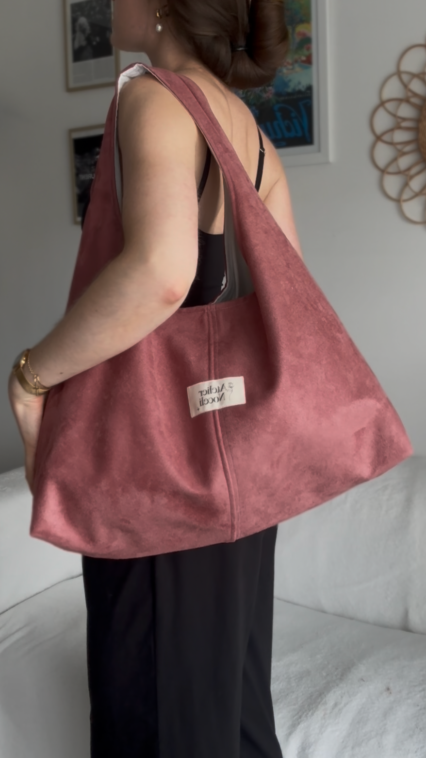 Sac cabas SUZANNE suédine rose
