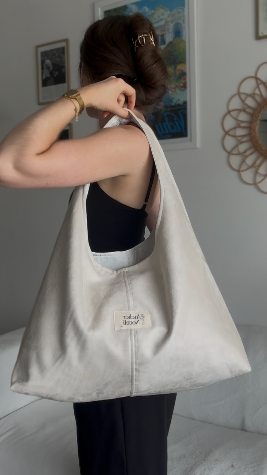 Sac cabas SUZANNE suédine beige