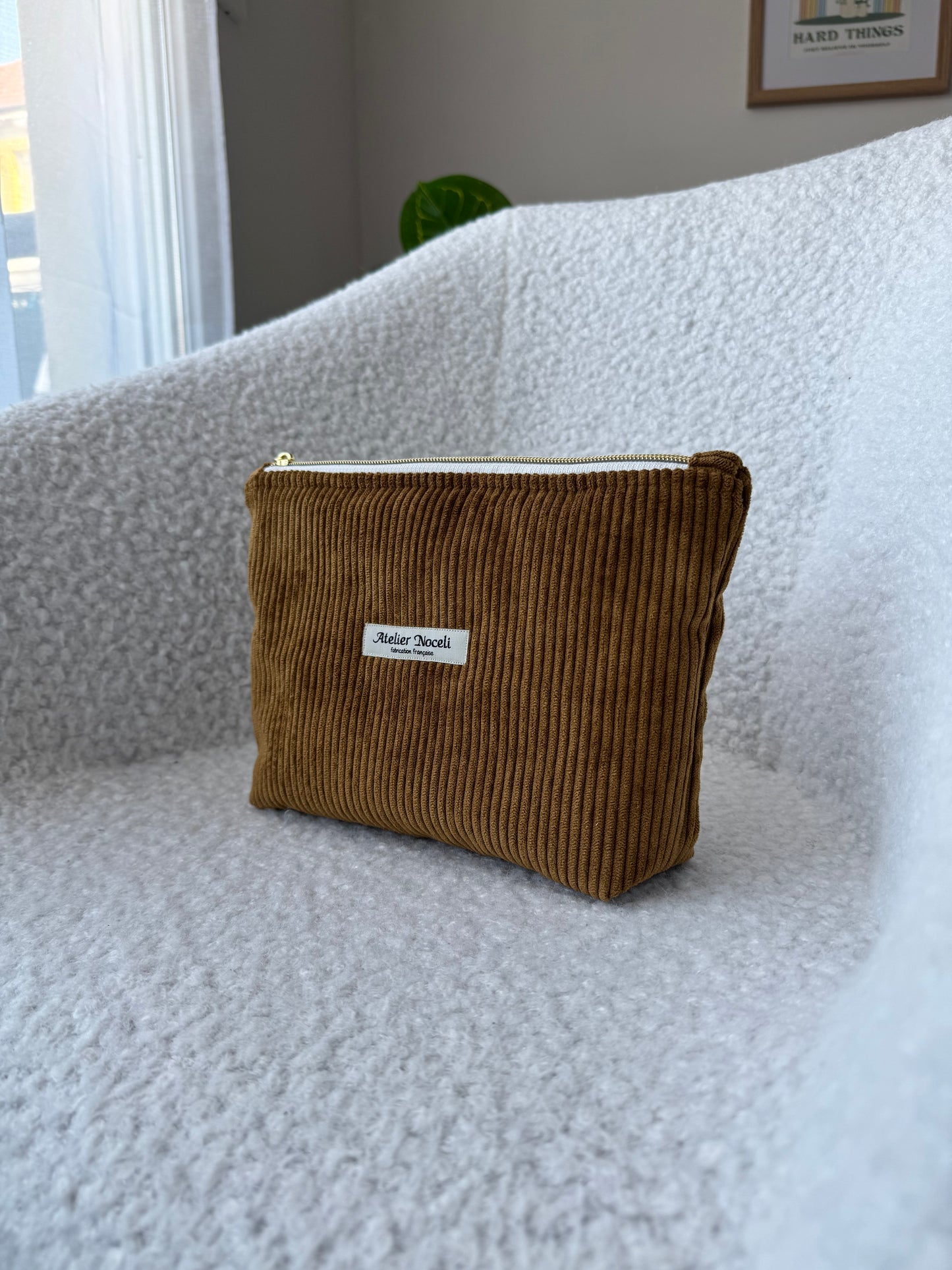 Trousse de toilette LIVIA  velours camel