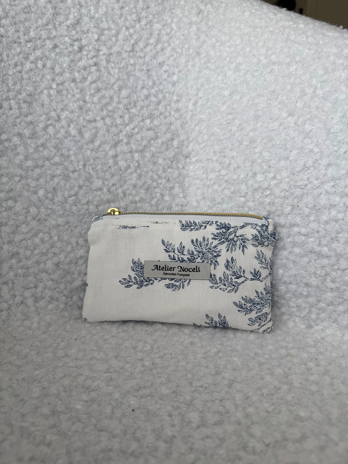 Porte monnaie / porte cartes motif toile de jouy bleu