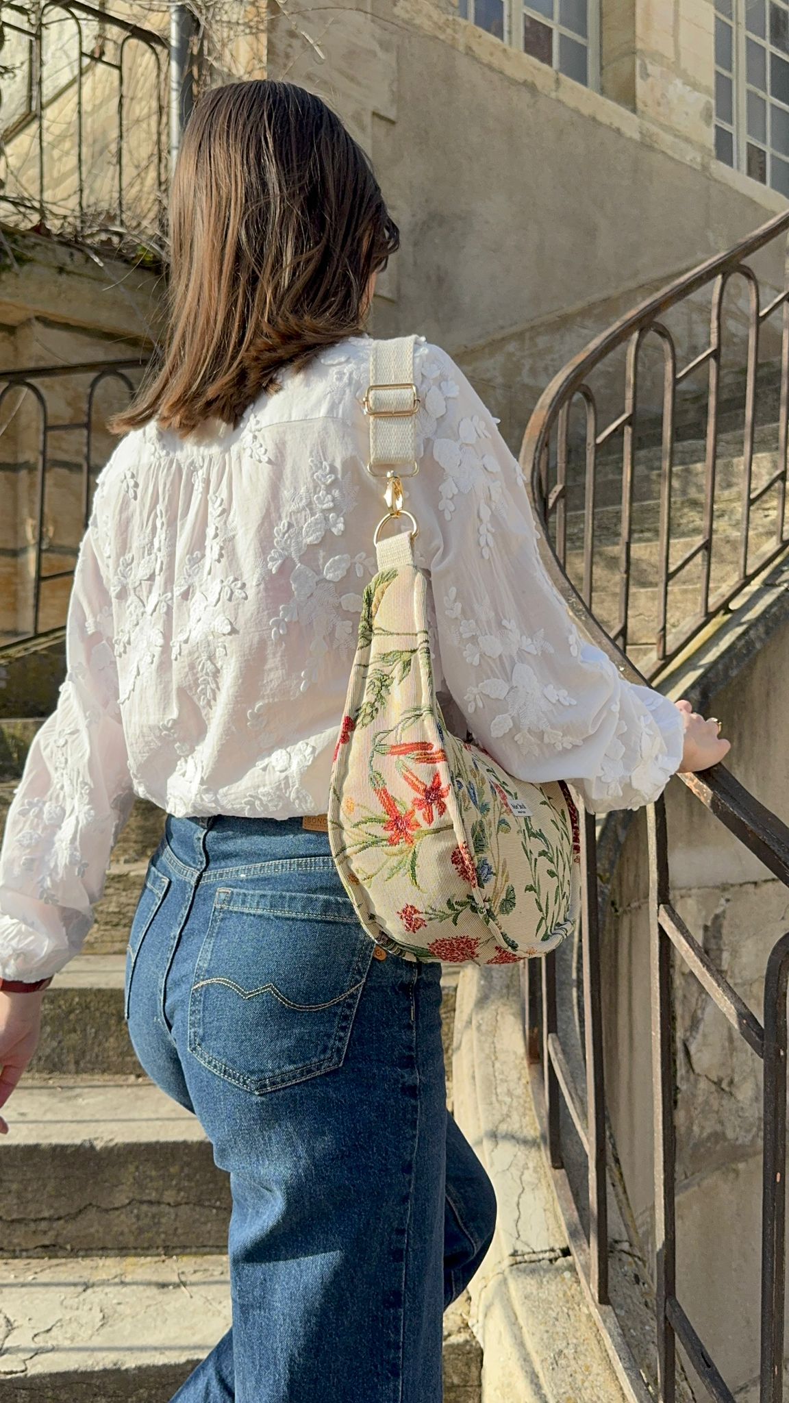 Sac demi lune AURORE fleuri