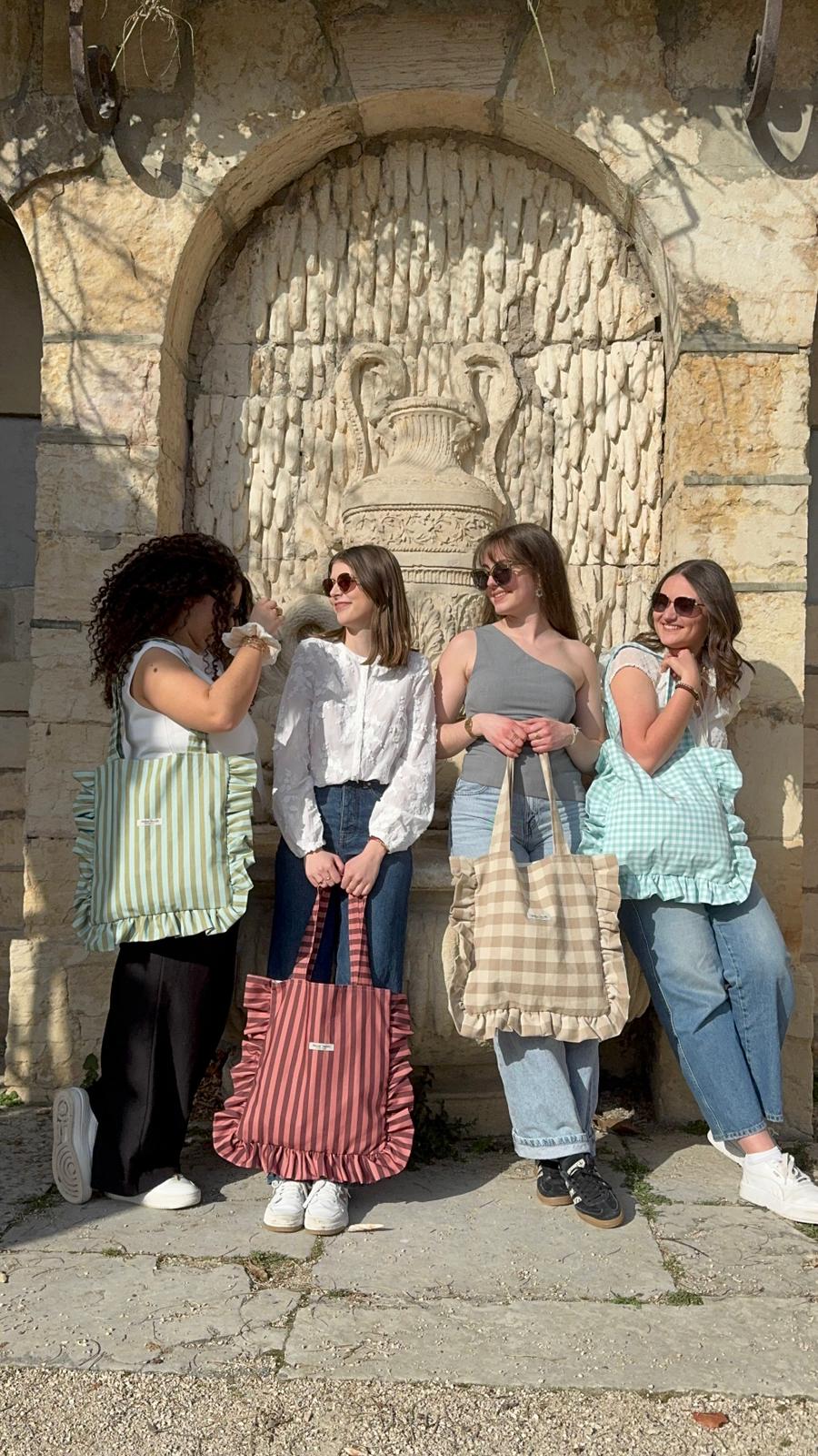 Sac tote bag SUN à carreaux marron beige