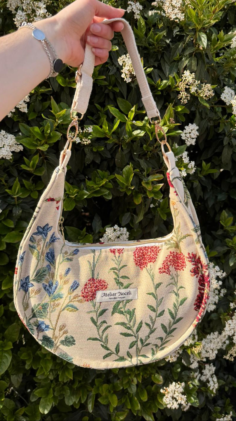 Sac demi lune AURORE fleuri
