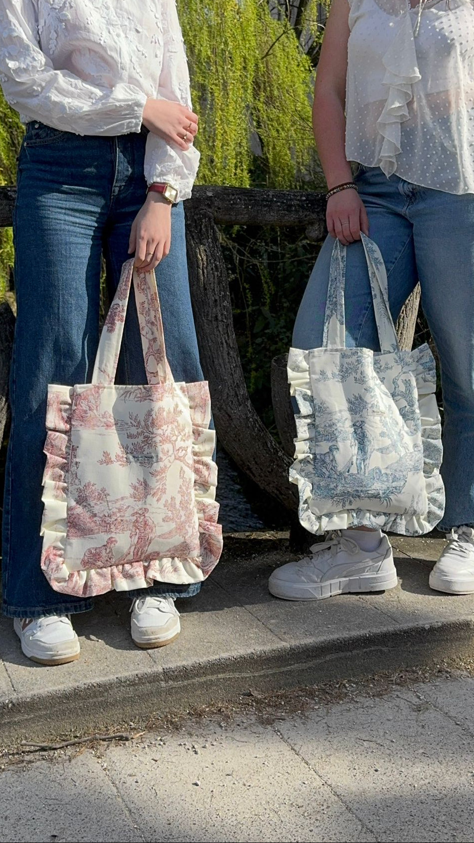Sac tote bag SUN toile de jouy bleue