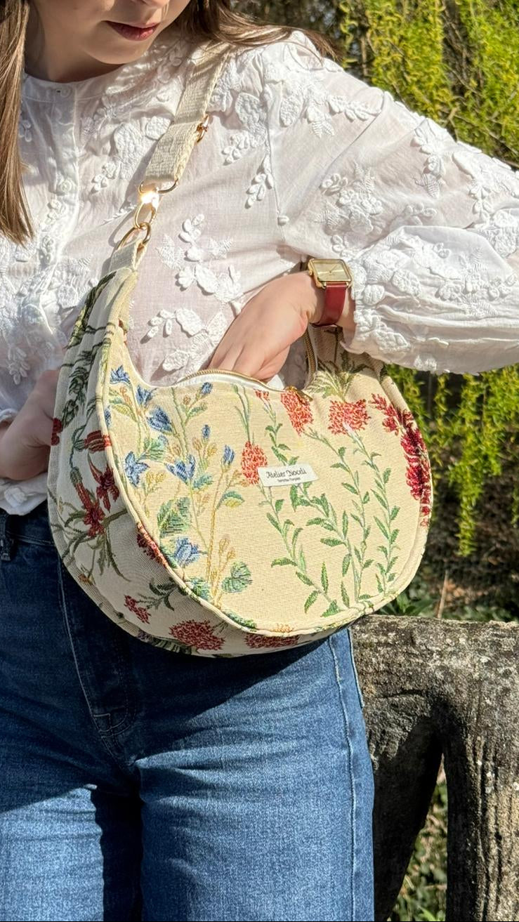 Sac demi lune AURORE fleuri