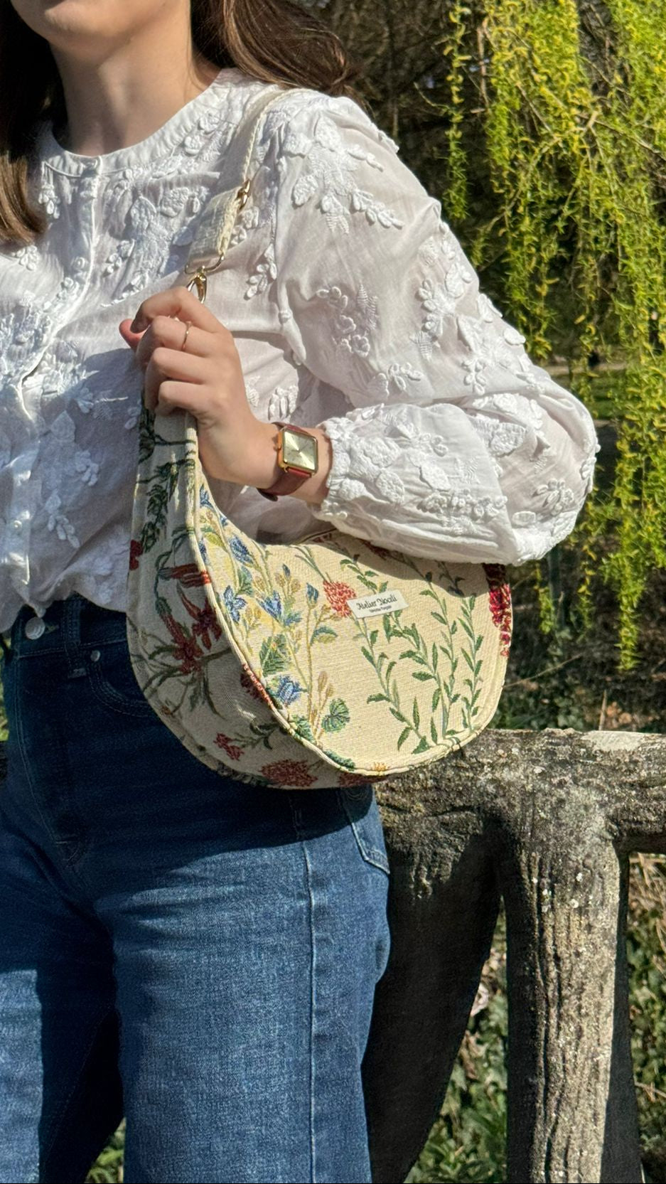 Sac demi lune AURORE fleuri