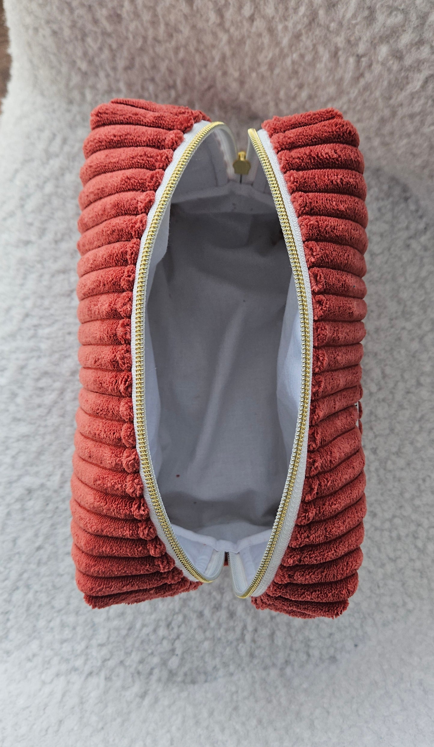Trousse KIRA velours côtelé rouge corail