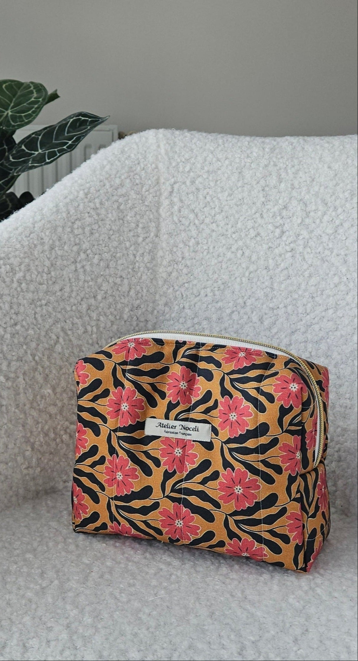 Trousse de toilette LIA fleurie jaune et rose