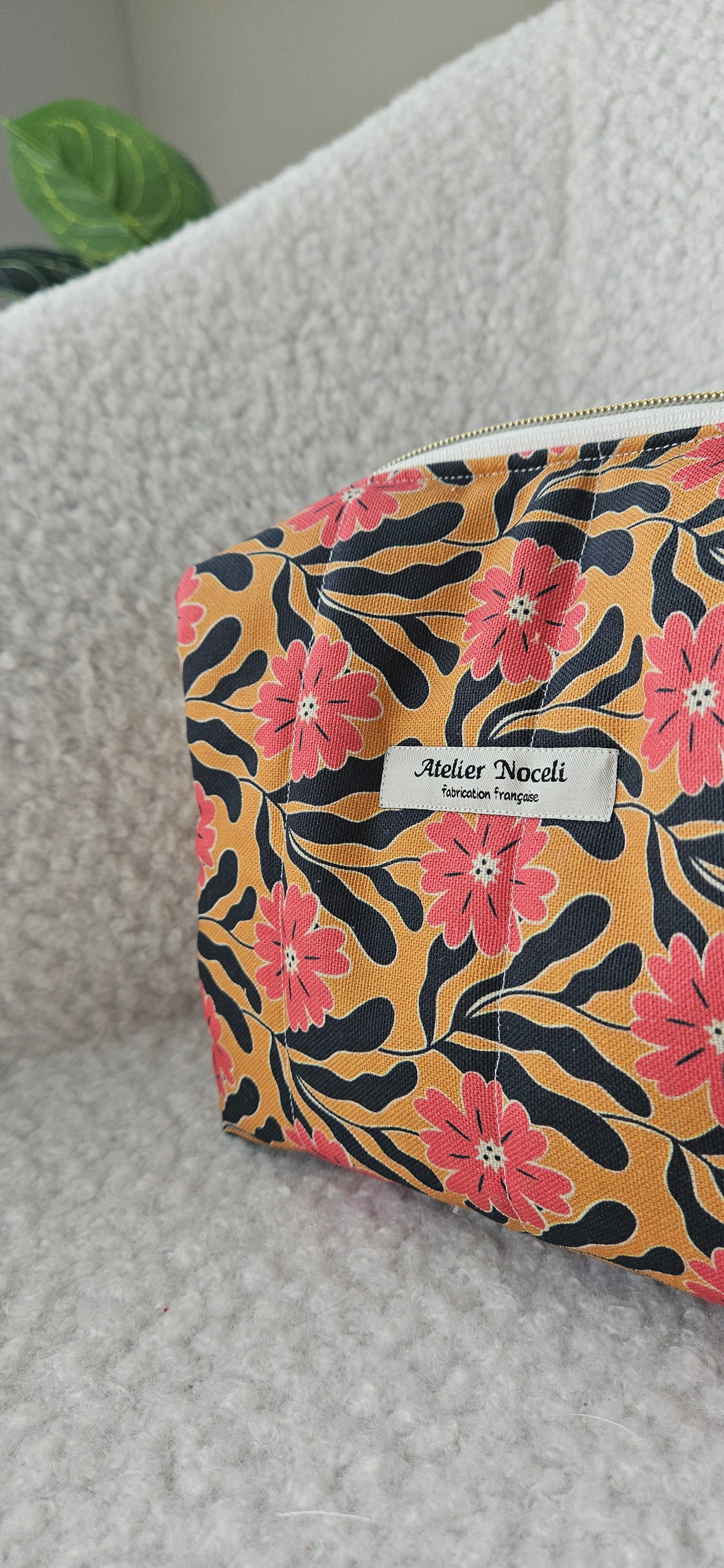 Trousse de toilette LIA fleurie jaune et rose