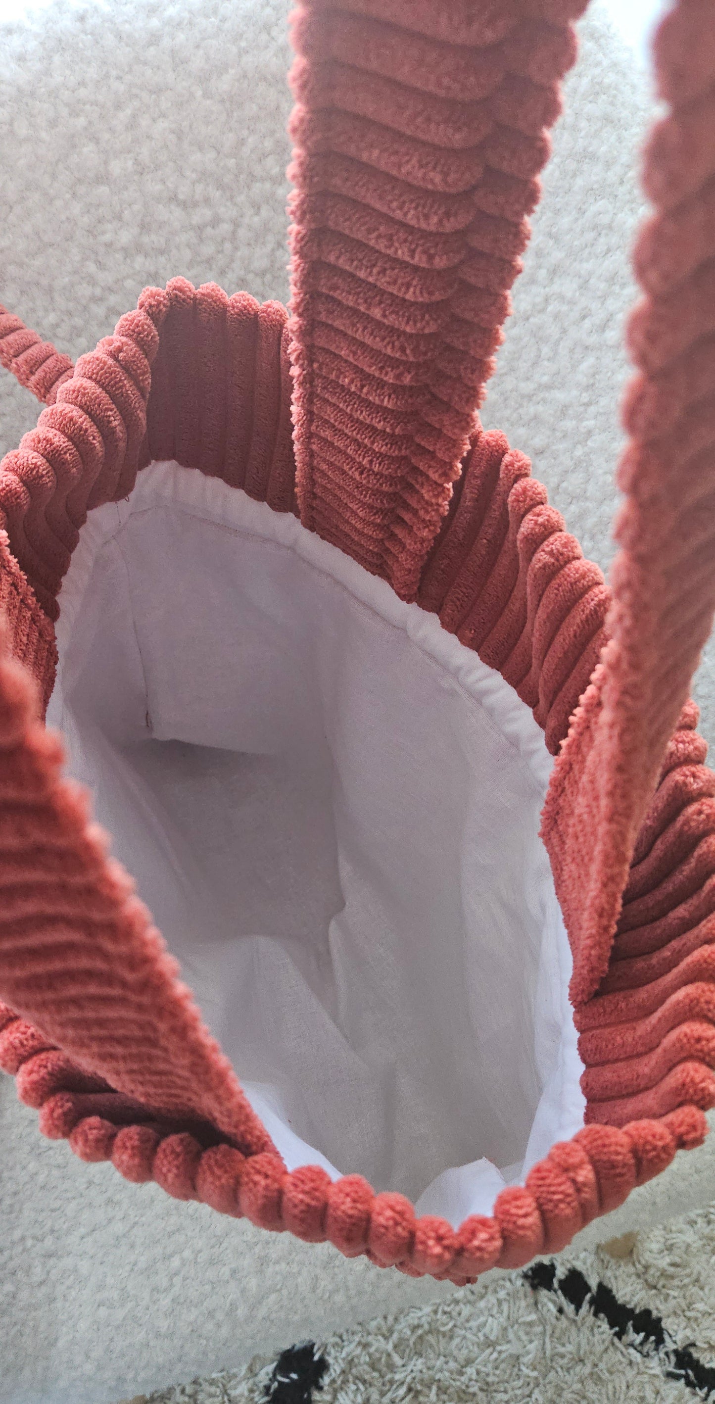 Sac tote bag JULIETTE en velours rouge corail, resserrable