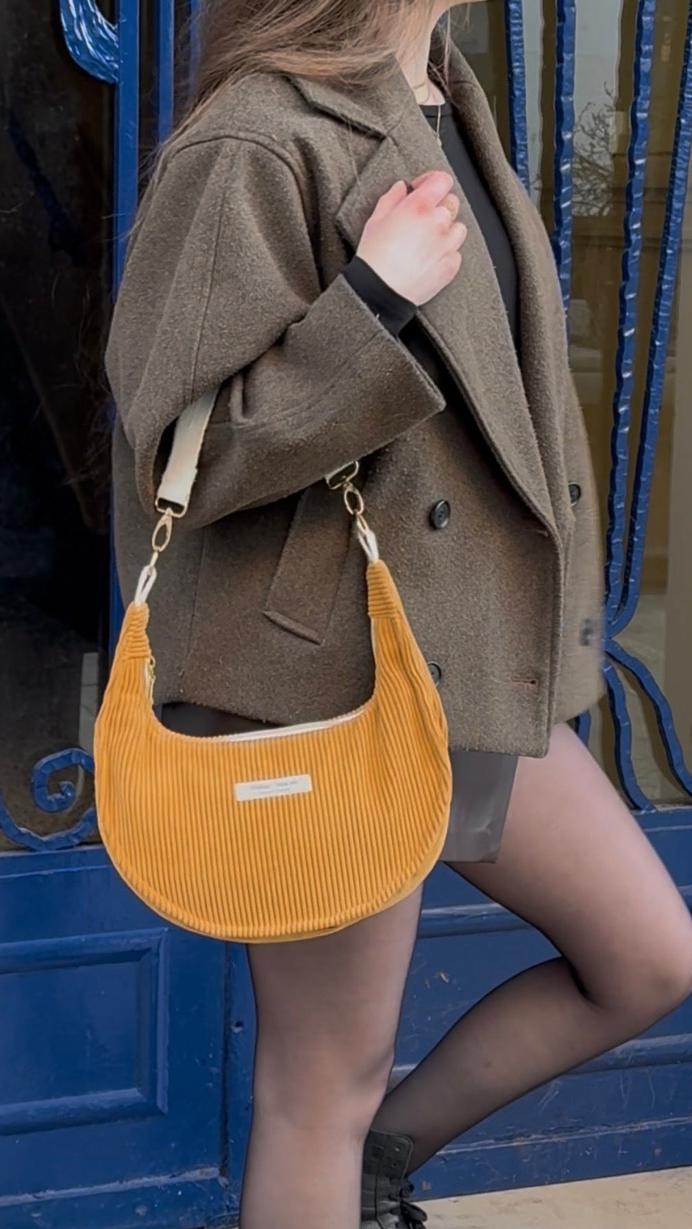 sac a main fait main en france personnalisable en velours cotelé createur boutique française