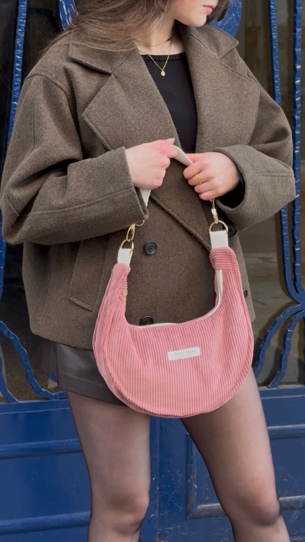 sac a main fait main en france personnalisable en velours cotelé createur boutique française