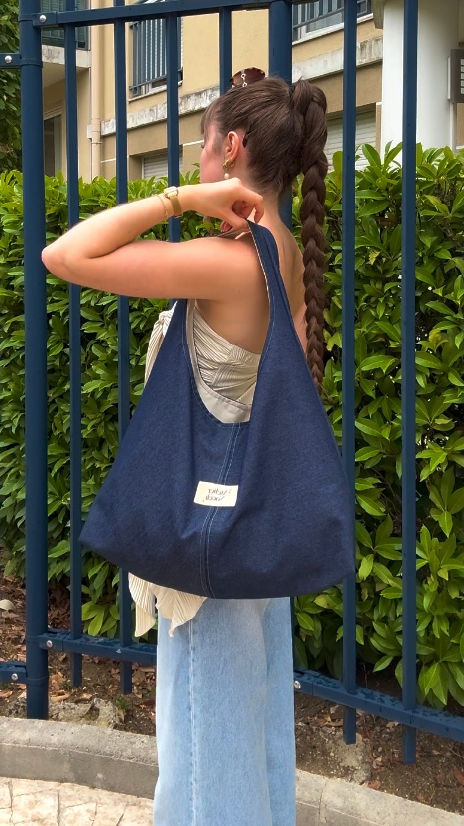 sac cabas fourre tout fait main en france sac rentree sac pinterest sac en jean denim bleu