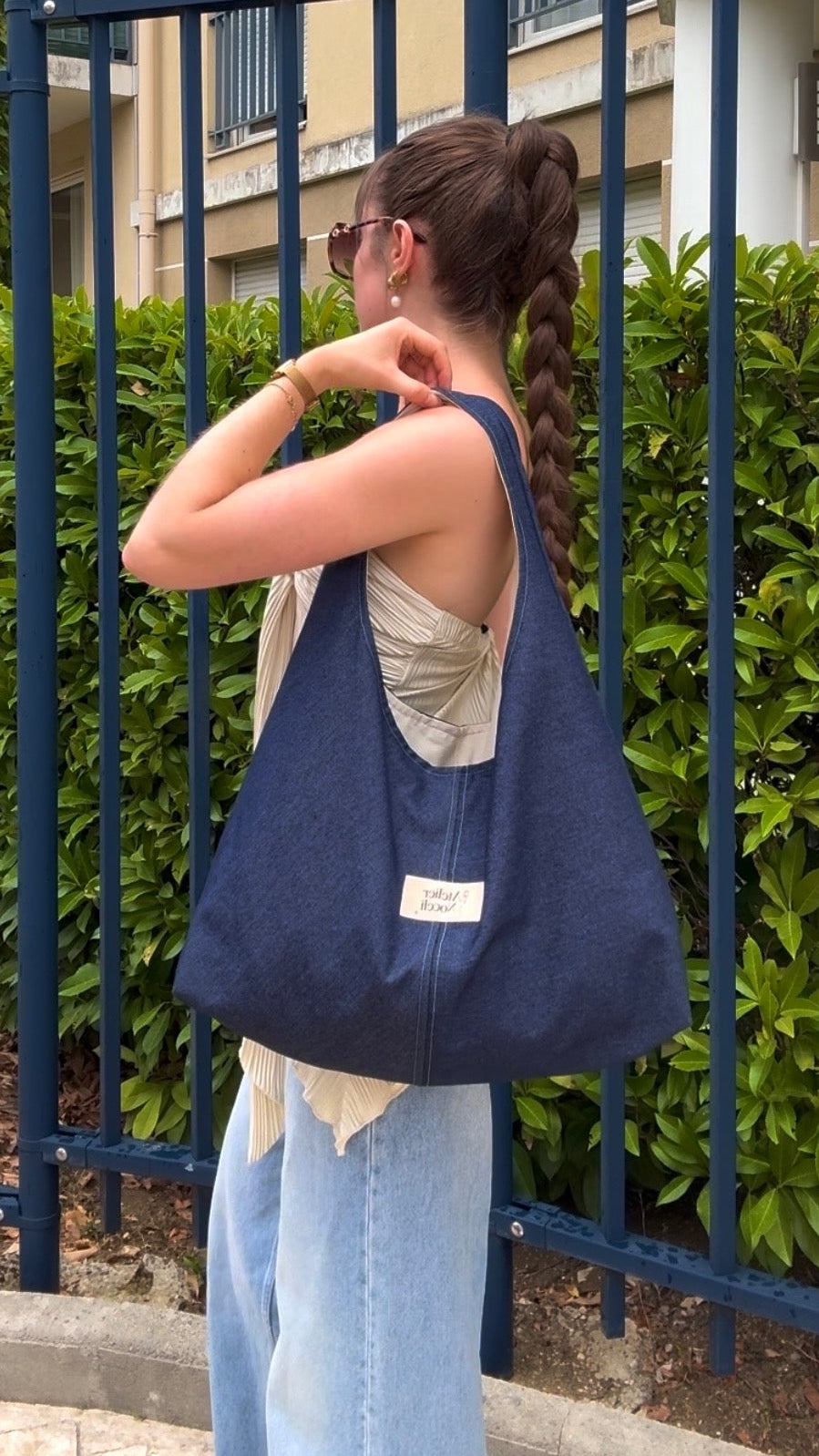 sac cabas fourre tout fait main en france sac rentree sac pinterest sac en jean denim bleu