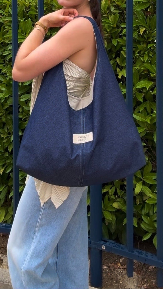 sac cabas fourre tout fait main en france sac rentree sac pinterest sac en jean denim bleu