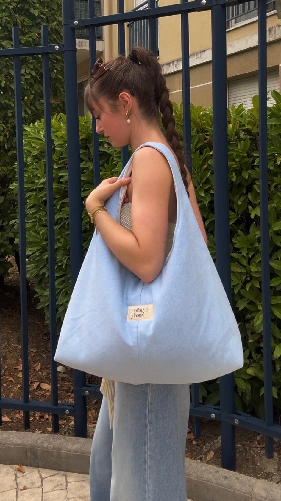 sac cabas fourre tout fait main en france sac rentree sac pinterest sac en jean denim bleu