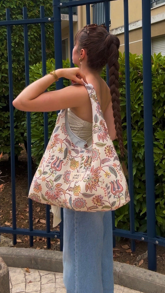 sac cabas fourre tout fait main en france sac rentree sac pinterest sac motifs fleuri mandala