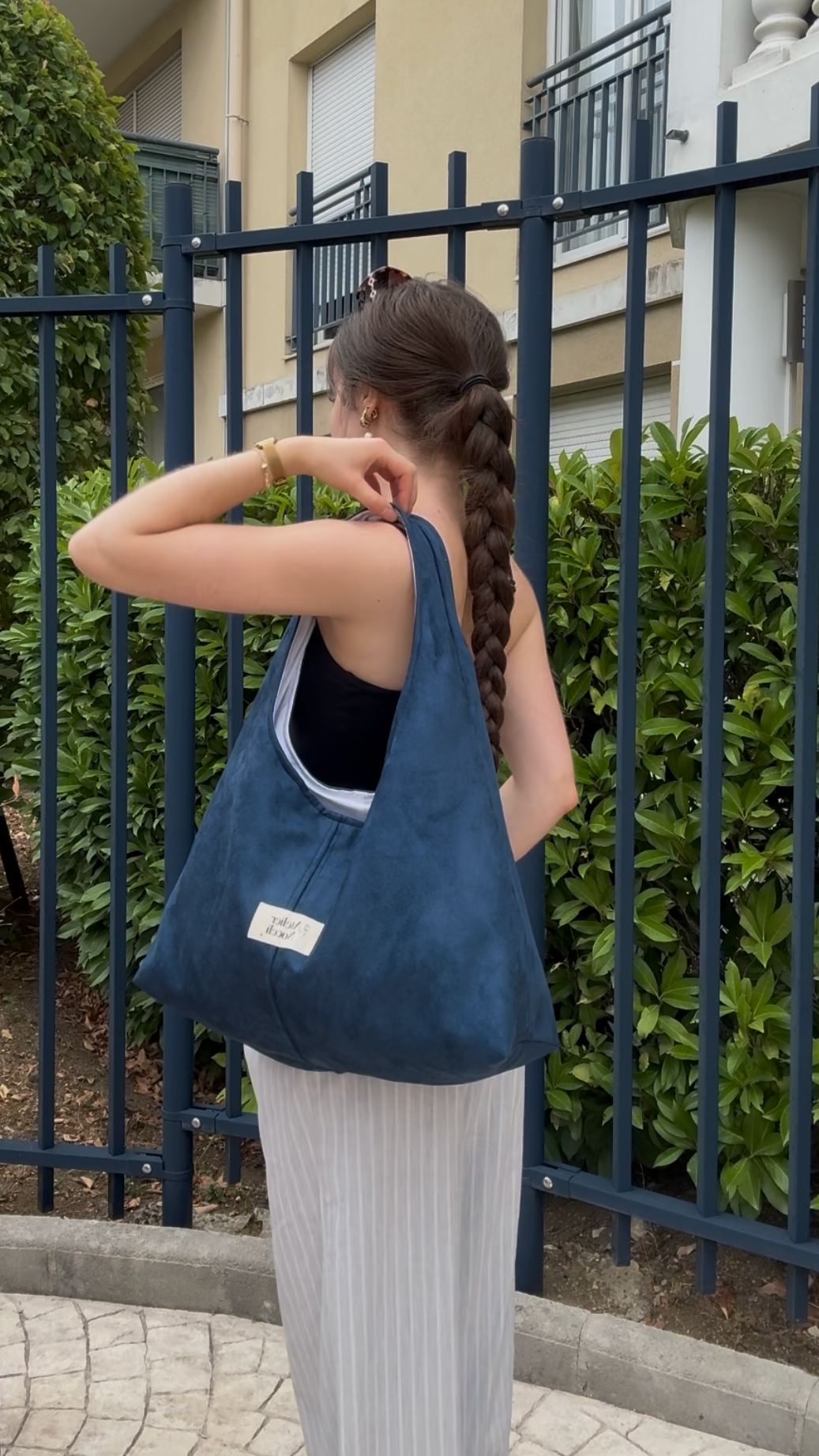 sac cabas en suedine bleu fait main en france sac fourre tout sac de cours sac tendance pinterest