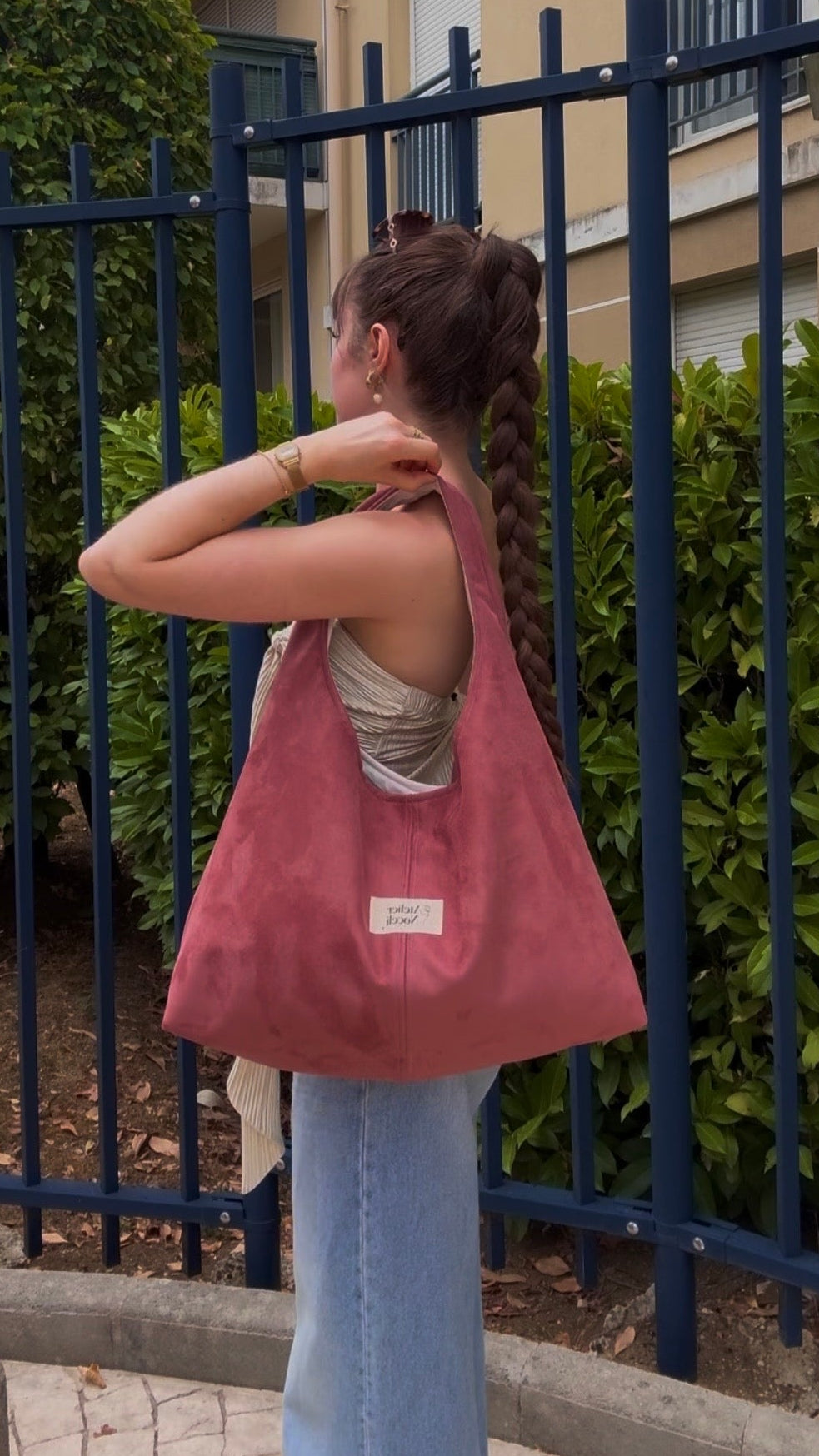 sac cabas fourre tout fait main en france sac rentree sac pinterest sac suedine rose