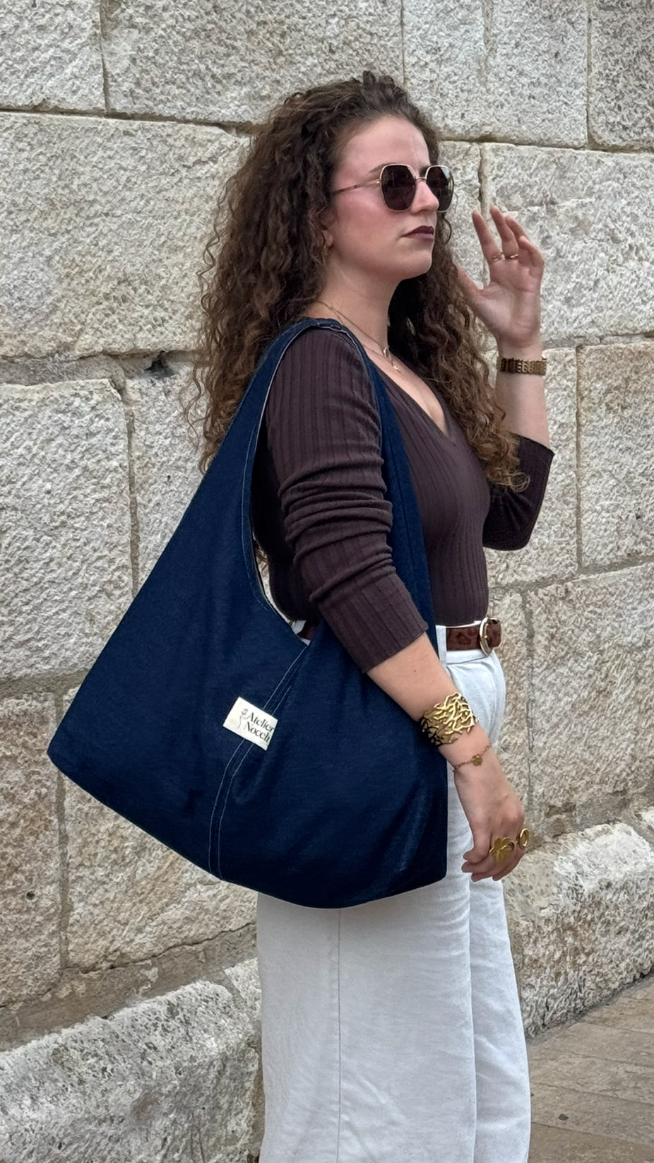 sac cabas sac fourre tout sac basace jean bleu marine