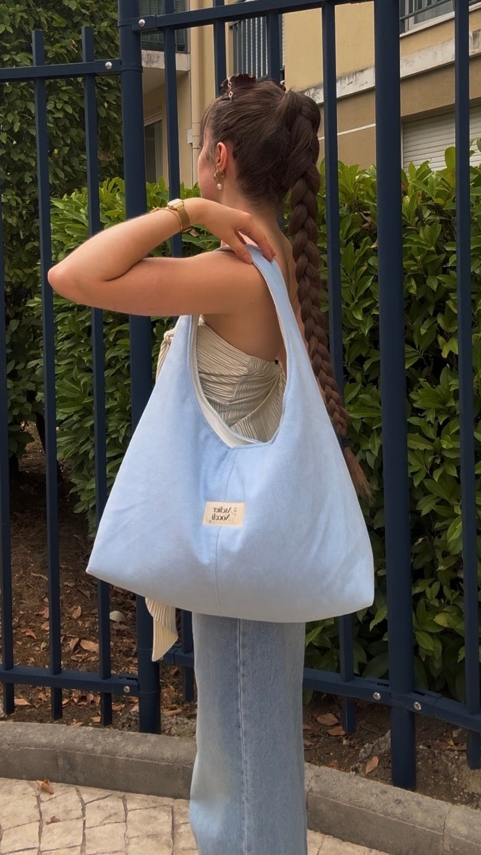 sac cabas fourre tout fait main en france sac rentree sac pinterest sac en jean denim bleu
