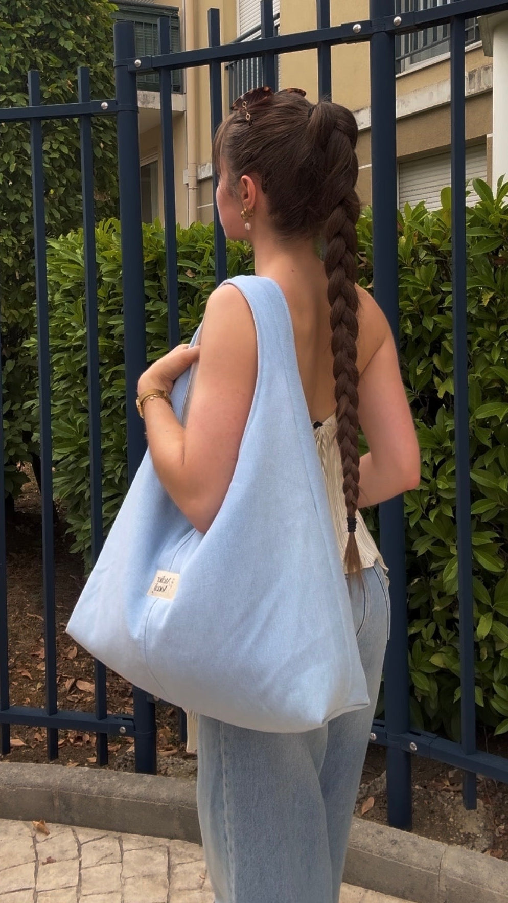 sac cabas fourre tout fait main en france sac rentree sac pinterest sac en jean denim bleu